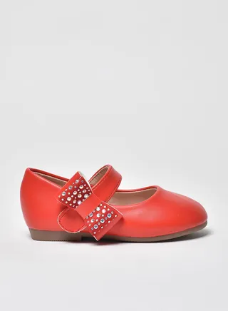Velcro Flat Ballerinas Red 