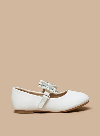 Girl's Embellished Bow Applique Mary Jane Shoes 