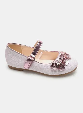 Girls Fashionable Casual Ballerinas Pink/Silver 