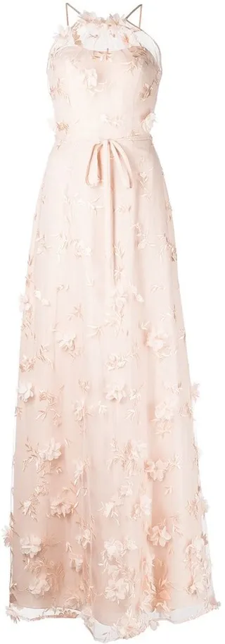 Jacquelene floral appliqué gown