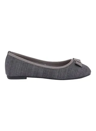 Kids Textured Ballerinas Dark Grey 