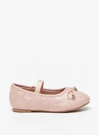 Girl's Stitch Detailed Mary Jane Shoes with Bow Accent 