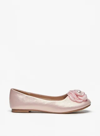 Girl's Applique Detail Slip-On Round Toe Ballerina Shoes Ramadan Collection 