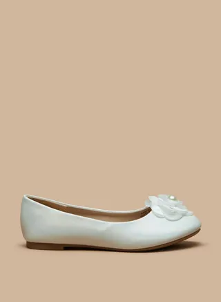 Girl's Applique Detail Slip-On Round Toe Ballerina Shoes Ramadan Collection 