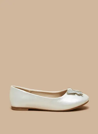 Girl's Butterfly Embellished Slip-On Round Toe Ballerina Shoes 
