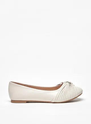 Girl's Bow Accent Slip-On Round Toe Ballerina Shoes 