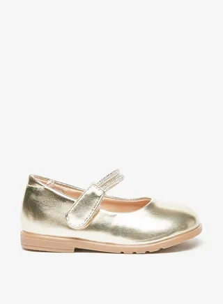 Girl's Embellished Mary Jane Shoes With Hook And Loop Closure 