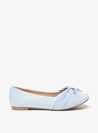 Girl's Bow Accent Slip-On Round Toe Ballerina Shoes 