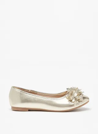Girl's Applique Detail Slip-On Round Toe Ballerina Shoes Ramadan Collection 