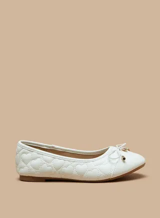 Girl's Bow Accent Slip-On Round Toe Ballerina Shoes Ramadan Collection 