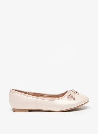 Girl's Bow Accent Slip-On Round Toe Ballerina Shoes 