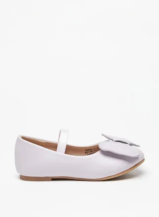 Girl's Mary Jane Shoes with Bow Accent and Elasticated Strap 