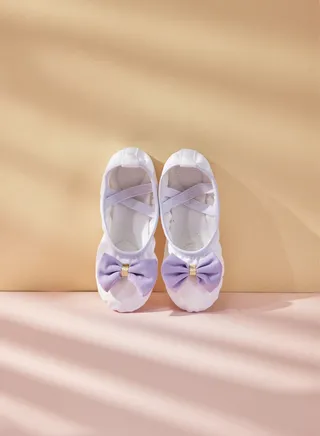 Children's Dance Shoes, Soft Soled Training Shoes, Ballet Shoes White 