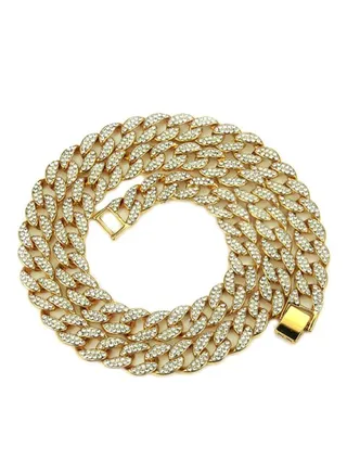 Stone Studded Cuba Link Chain Necklace 