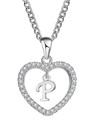 Concise Hollowed Heart Alphabet Chain Pendant 