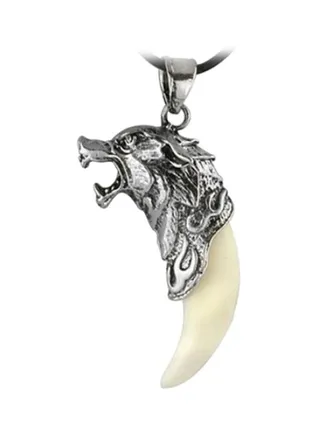 Wolf Head Tooth Pendant Necklace 