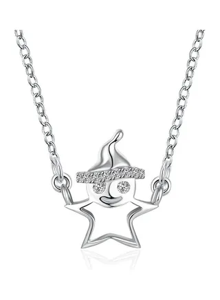 S925 Sterling Silver Crystal Studded Pendant Necklace 