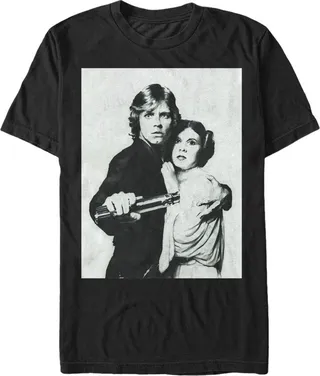 Men's Star Wars Luke and Leia Grayscale T-Shirt - Black - Large