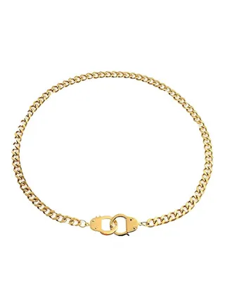 14k Gold Plated Stainless Steel Handcuff Pendant Necklace 