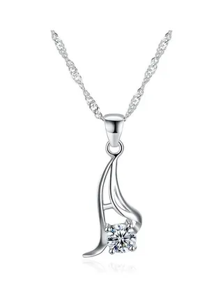 S925 Sterling Silver Crystal Studded Pendant Necklace 