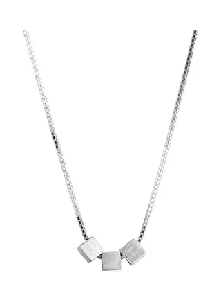 Rhodium Plated Ziron Studded Pendant Necklace 