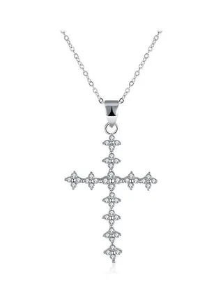 S925 Sterling Silver Crystal Studded Pendant Necklace 