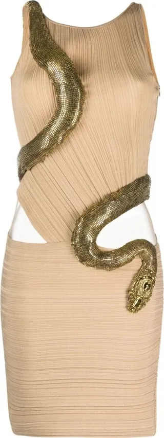 Embellished Snake-Detail Minidress