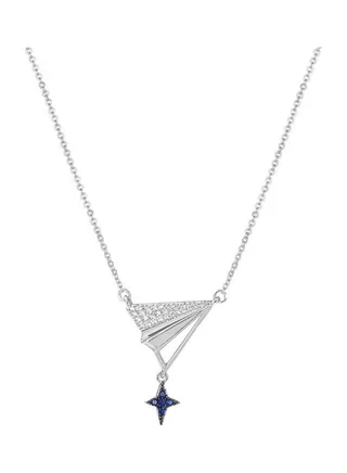 S925 Sterling Silver Crystal Studded Pendant Necklace 