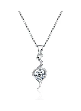 S925 Sterling Silver Crystal Studded Pendant Necklace 
