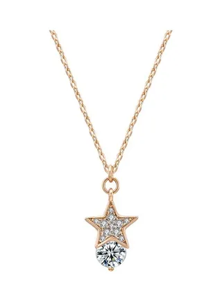 Rhodium Plated Ziron Studded Pendant Necklace 