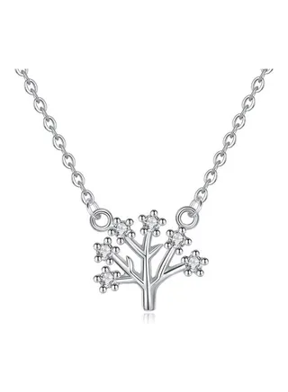 Rhodium Plated Ziron Studded Pendant Necklace 
