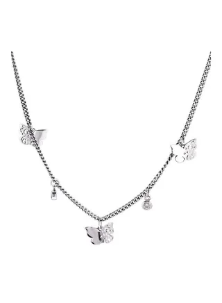Rhodium Plated Ziron Studded Pendant Necklace 