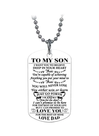 Carving Letters Father-To-Son Pendant Necklace 