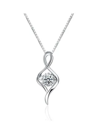 S925 Sterling Silver Crystal Studded Pendant Necklace 