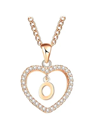 Concise Hollowed Heart Alphabet Pendant Necklace 