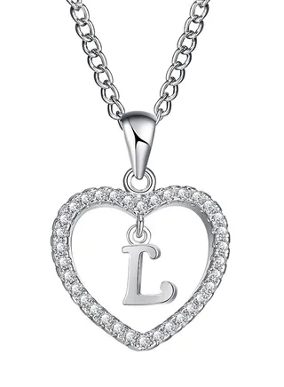 Concise Hollowed Heart Alphabet Chain Pendant 