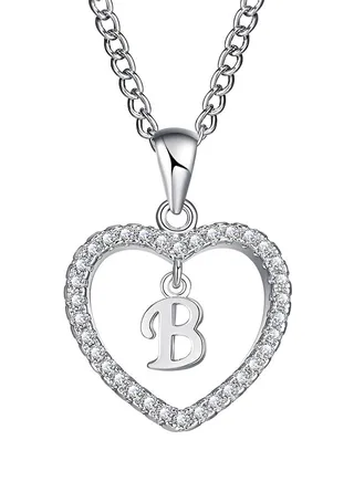 Concise Hollowed Heart Alphabet Chain Pendant 
