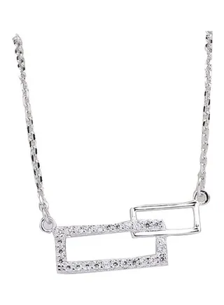 S925 Sterling Silver Crystal Studded Pendant Necklace 