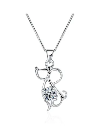 S925 Sterling Silver Crystal Studded Pendant Necklace 