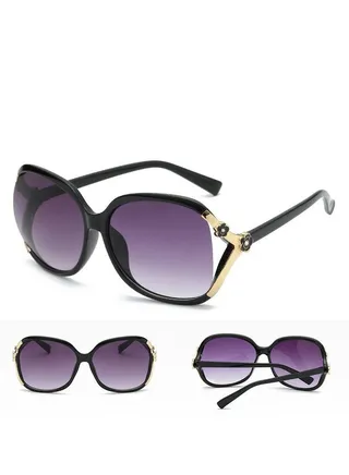 Women's Square Sunglasses Polarized Anti-Glare UV400 Lenses Rhinestone Temples Suitable for Shopping Party Travel 56mm Glossy Black Frame Gradient Gray Lenses 