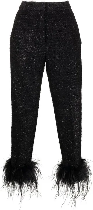 Jourdan feather-trim cropped trousers
