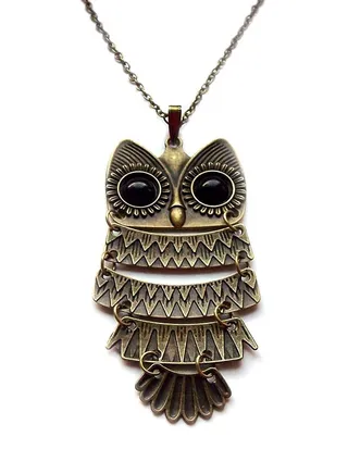 Acrylic Bronze Owl Pendant Necklace 