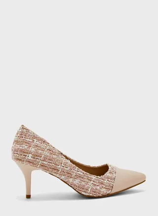 Pointed Tweed Pumps