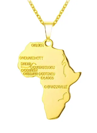 18 Karat Gold Plated Africa Map Pendant With Necklaces 