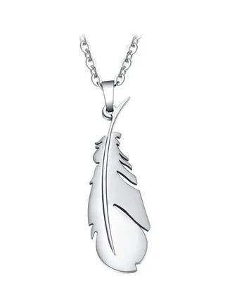 Titanium Feather Necklace Pendant 