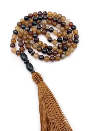 REBUY Natural Sulemani Aqeeq Islamic Prayer Rosary Beads Tasbih Tasbeeh 99 beads (Botswana Agate) 