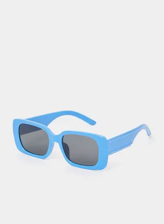 Solid Rectangle Frame Sunglasses