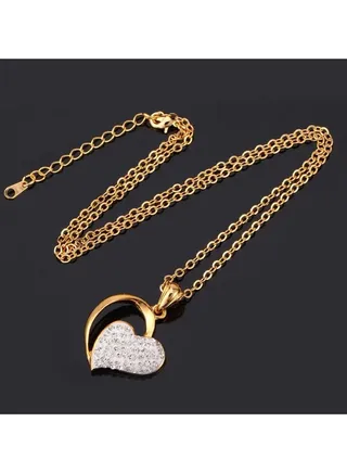 U7 Fashion Jewelry Love Heart Necklace Gold Color Gorgeous Rhinestones Romantic Pendant Necklace Jewelry Gift for Women P3064 