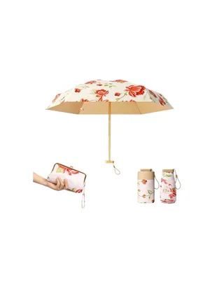 Folding Travel Umbrellas, Sun Lightweight Umbrella Lady's Parasol Sunblock UV Protection UPF 50+ Compact Size, Small Mini Folding Umbrella Light Design Perfect for Travel Outdoor Sun and Rain 