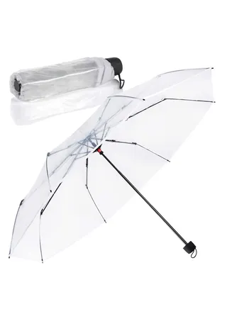 Folding Umbrellas Travel Umbrella, Transparent Umbrella Pocket Umbrella, Portable Compact Protection, Small Light Weight Waterproof, Rain and Sun Umbrella Elegant Umbrella In Transparent 
